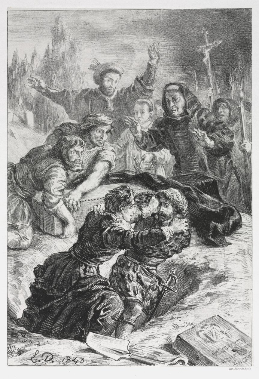 Hamlet: Hamlet and Laertes in the Grave of Ophelia by Ferdinand Victor Eugene Delacroix