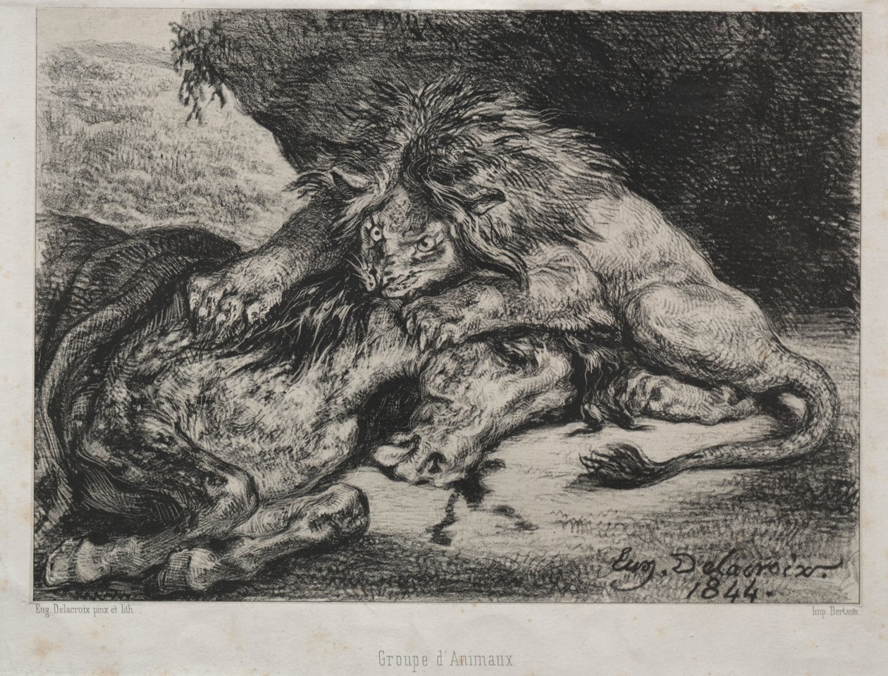 Lion Devouring a Horse, 1844 by Ferdinand Victor Eugene Delacroix