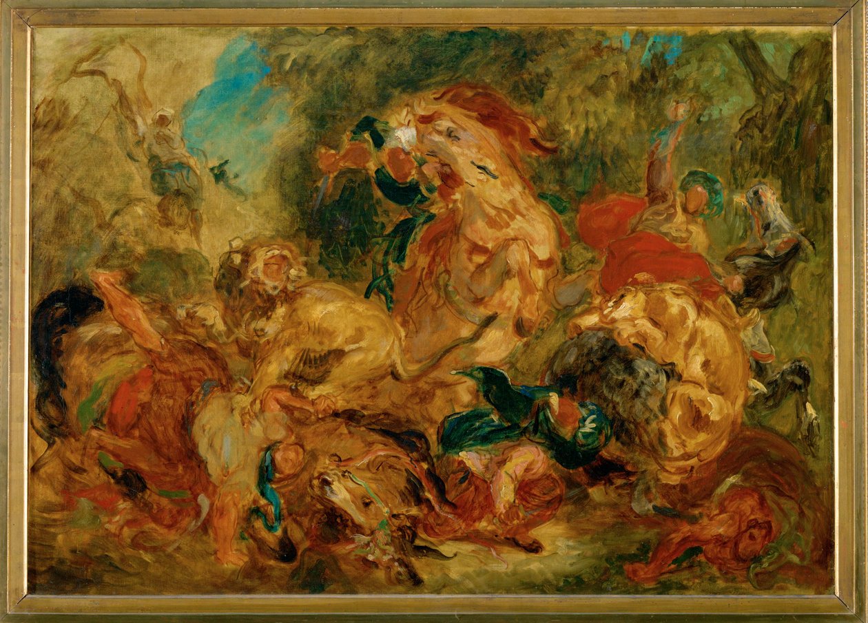 Lion Hunt by Ferdinand Victor Eugene Delacroix