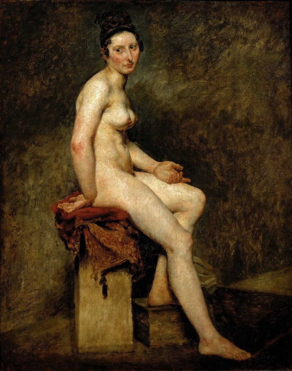 Mademoiselle Rose Seated Nude by Ferdinand Victor Eugene Delacroix