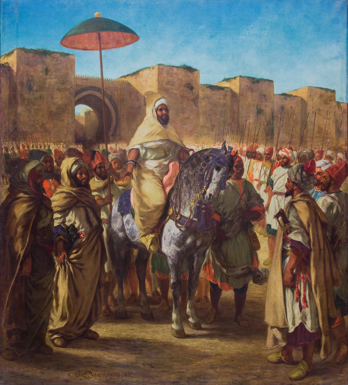 Moulay Abd-er-Rahman, Sultan of Morocco, Leaving His Palace in Meknes Surrounded by His Guard and Principal Officers, 1845 by Ferdinand Victor Eugene Delacroix