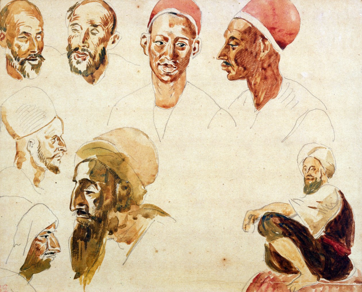 Sketches of Heads by Ferdinand Victor Eugene Delacroix