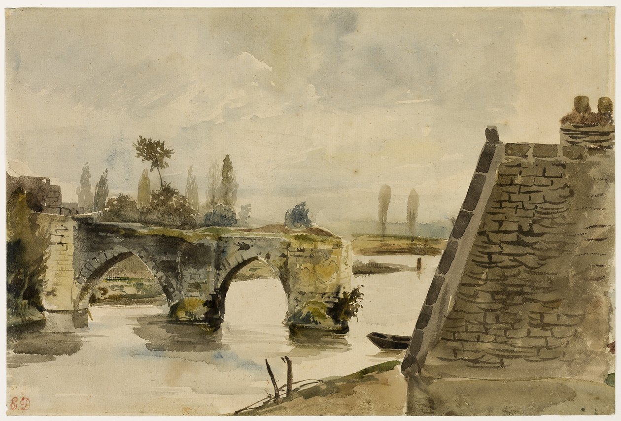 The Old Bridge at Nantes by Ferdinand Victor Eugene Delacroix