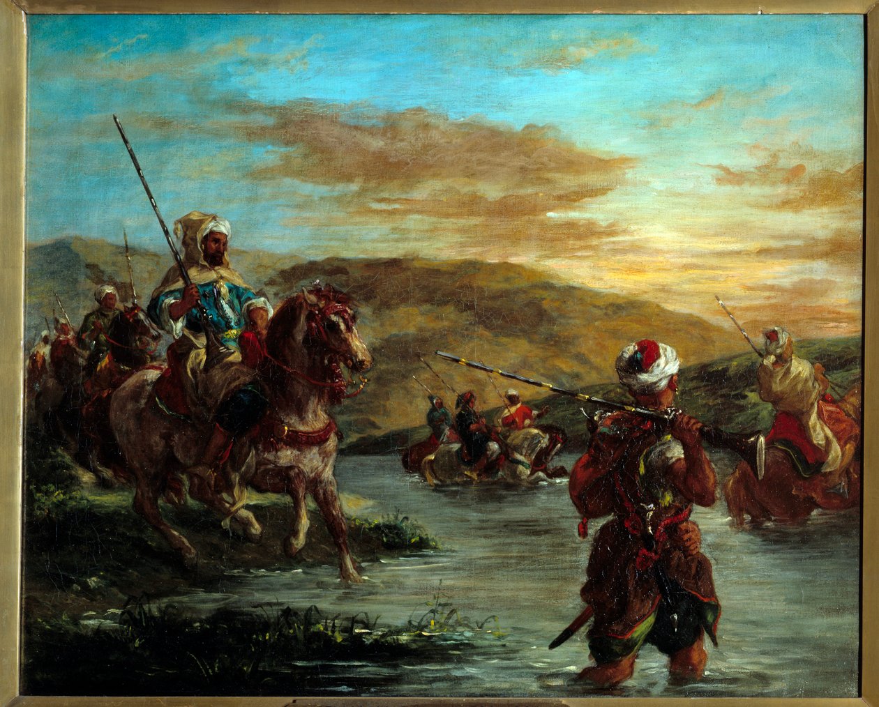 The passage of a ford in Morocco by Ferdinand Victor Eugene Delacroix