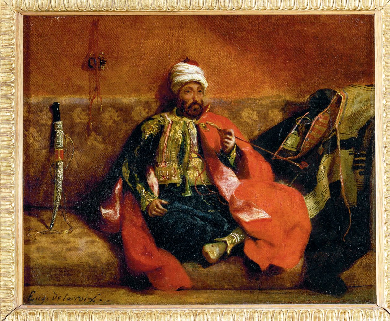 Turk Smoking on a Divan by Ferdinand Victor Eugene Delacroix