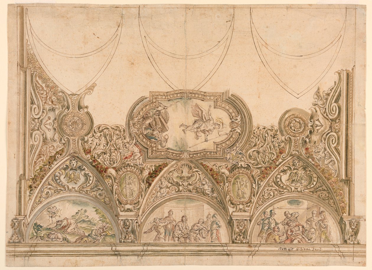 Design for the Decoration of the ceiling of a chapel by Ferdinando Galli Bibiena