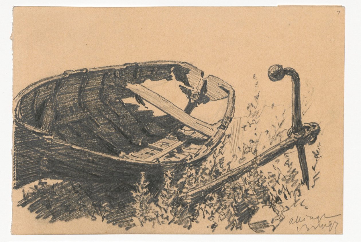 Leaky Boat and Anchor on the Shore by Ferdynand Ruszczyc