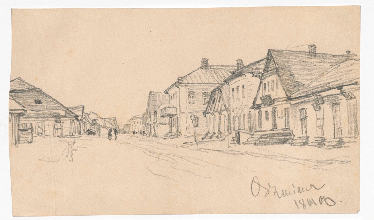 Street in Oszmiana; verso: outline of a door by Ferdynand Ruszczyc
