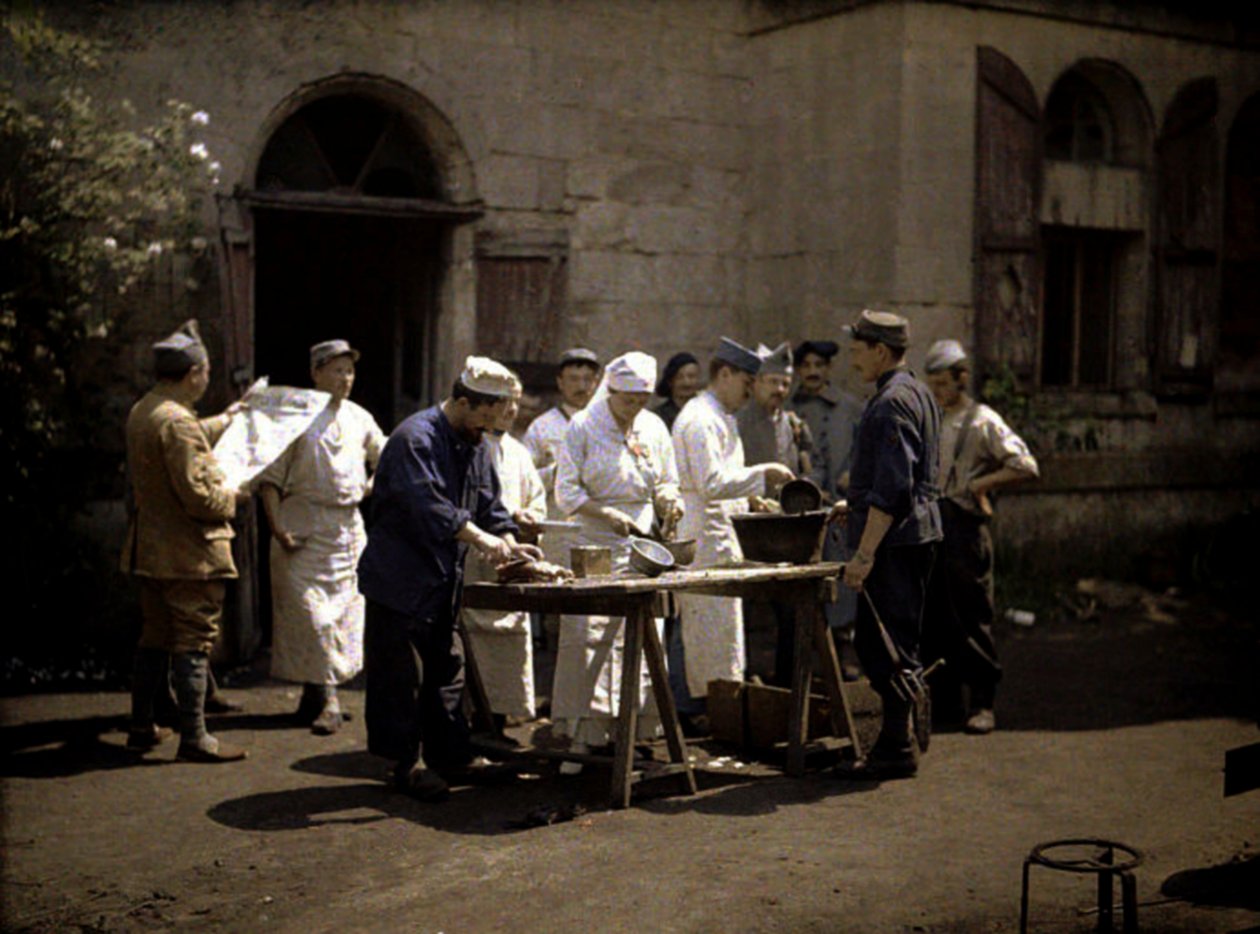 Soldiers at the Chateau Vauxbuin, Used by the French Army as a Hospital, Soissons, Aisne, France by Fernand Cuville