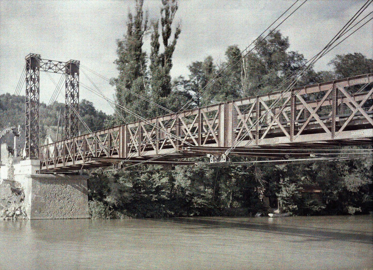 The New Bridge in Pommiers Across the Aisne, France, 1917 by Fernand Cuville