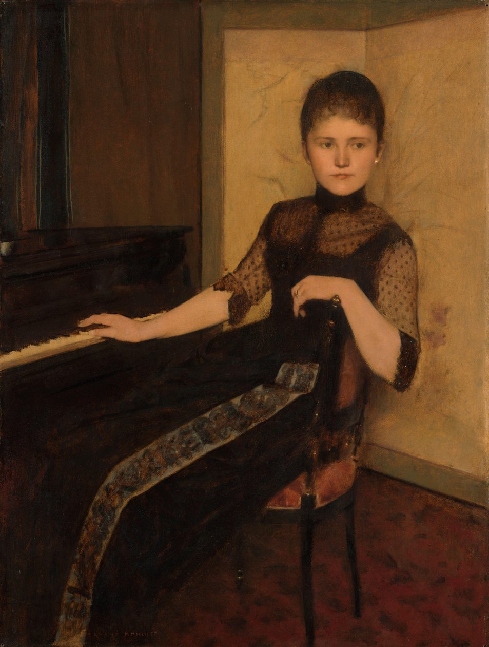 Portrait of Jonkvrouwe Maria Francisca Louisa Dommer van Poldersveldt by Fernand Khnopff