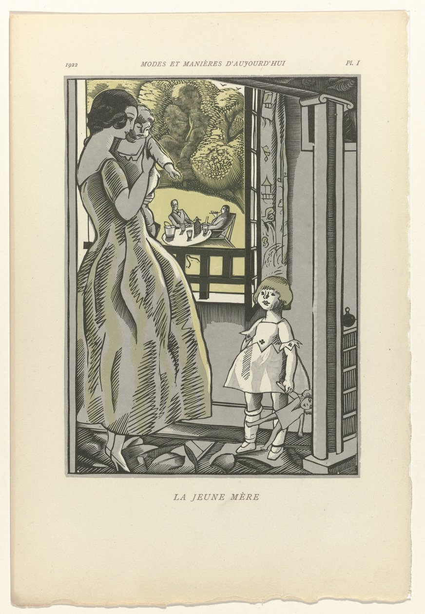 Fashions and Manners of Today, 1922, Pl. 1: The Young Mother by Fernand Siméon