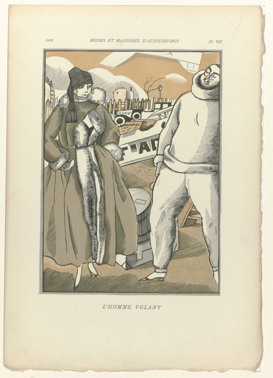 Fashions and Manners of Today, 1922, Pl. 7: The Flying Man by Fernand Siméon