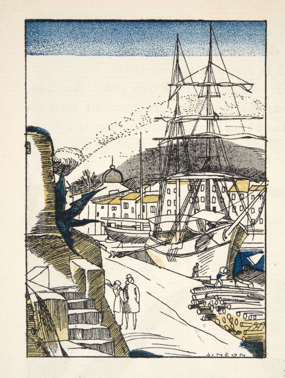 St Tropez from Gazette de Bon Ton, pub.1920 by Fernand Siméon