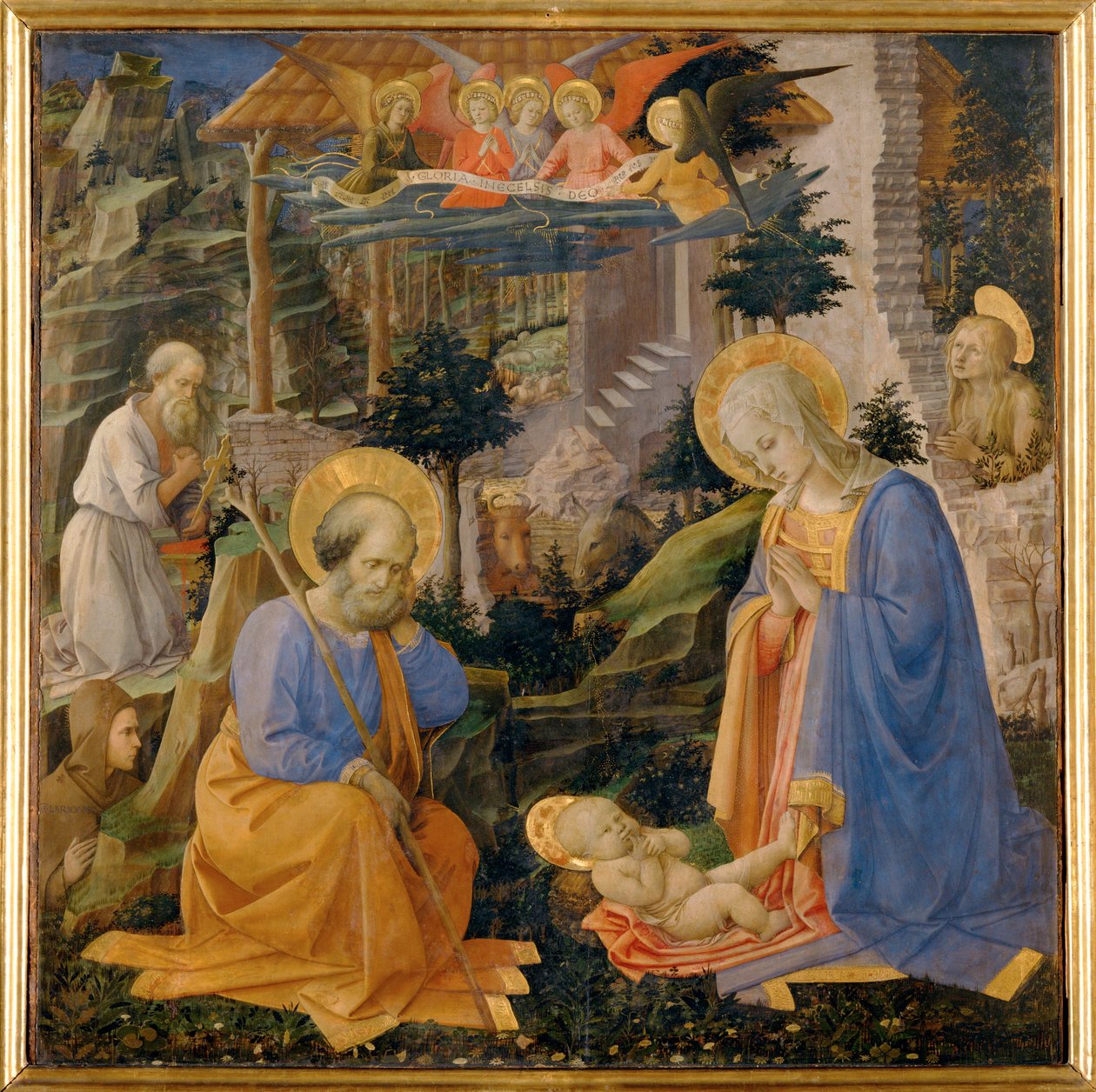 Adoration of the Child with Saint Hilarion and Angels by Filippo (workshop of) Lippi