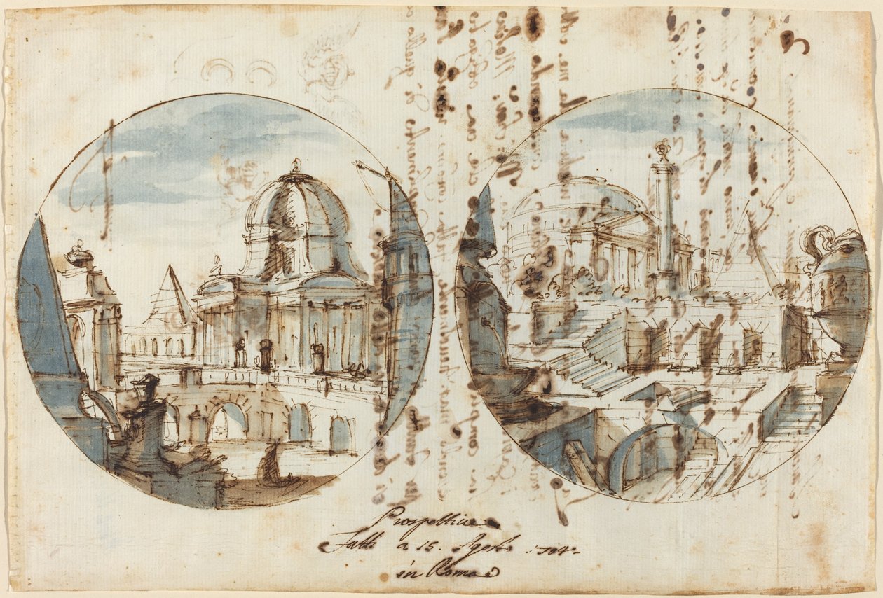 Architectural Fantasies with Temples and Pyramids by Filippo Juvarra