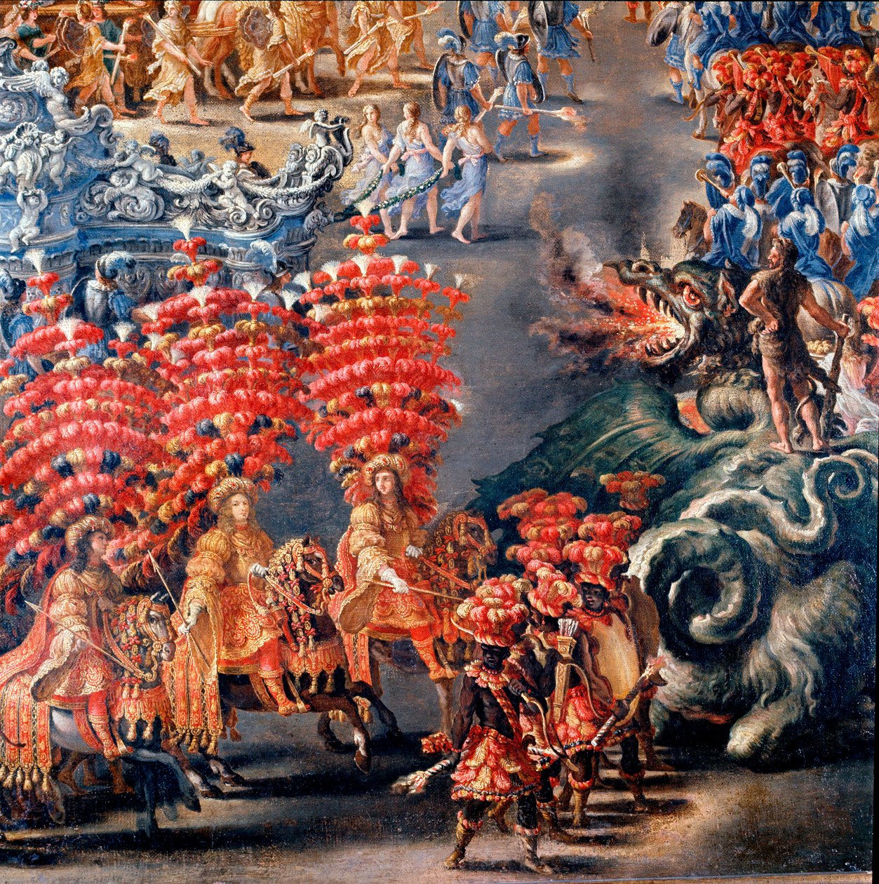 Fete at Palazzo Barberini in honor of Christine de Suede (Cristina di Svezia), on 28/02/1656 (detail) by Filippo Lauri