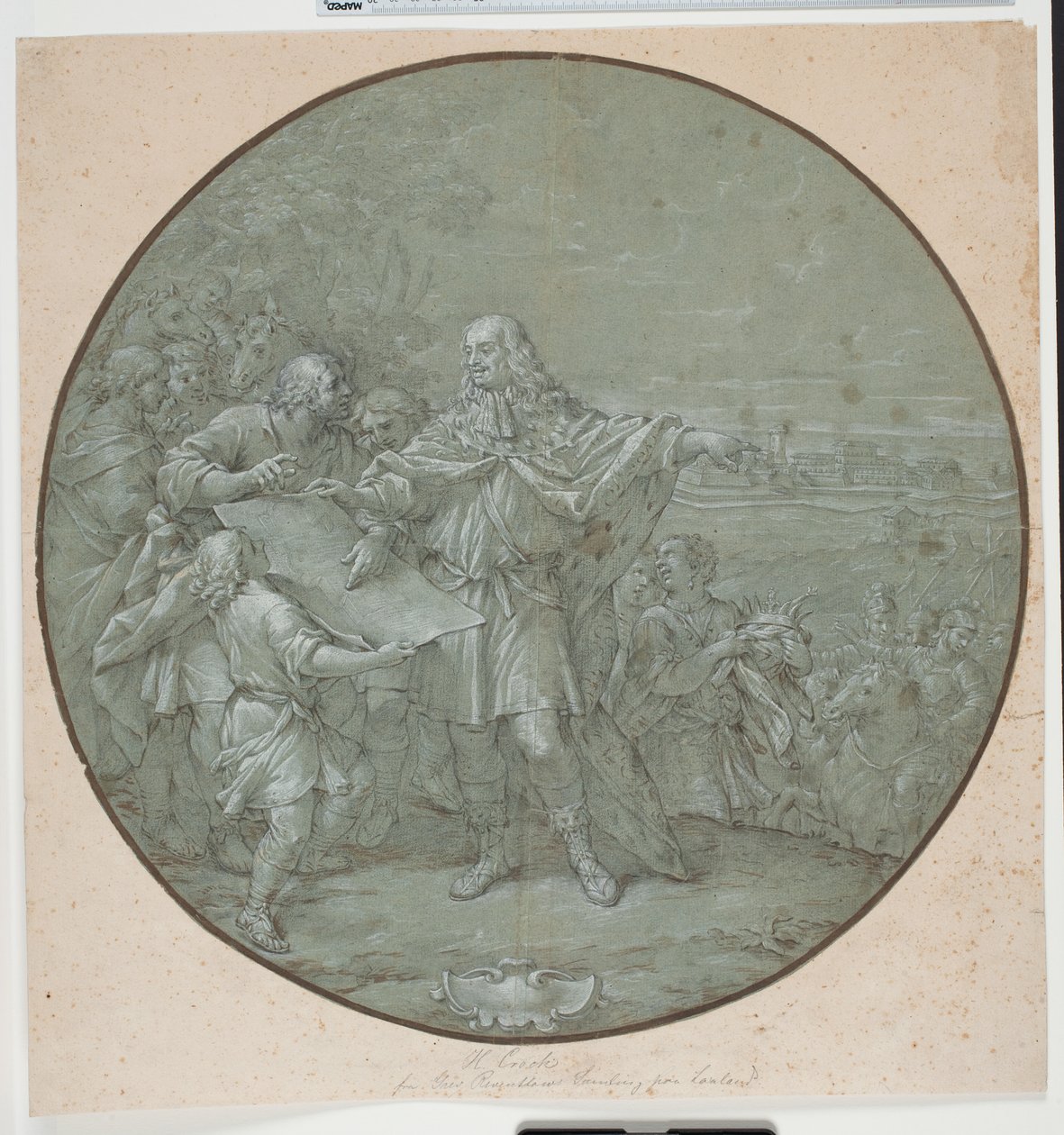 Cosimo III Fortifies the Port of Livorno. Drawing for a Silver Plate, One of the So-Called 