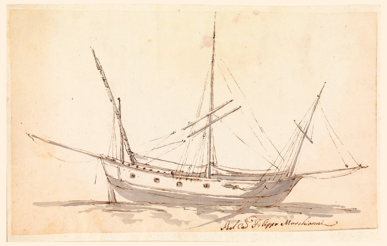 A Sailing Ship, ca. 1780 by Filippo Marchionni