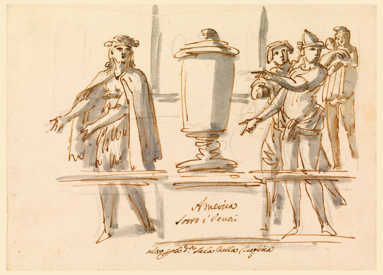 Allegory of America, Decoration for the Salon of Cardinal Falconieri in Frascati, 18th–19th century by Filippo Marchionni