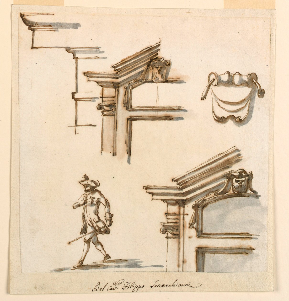 Architectural Details and Figure Study, 1760–75 by Filippo Marchionni