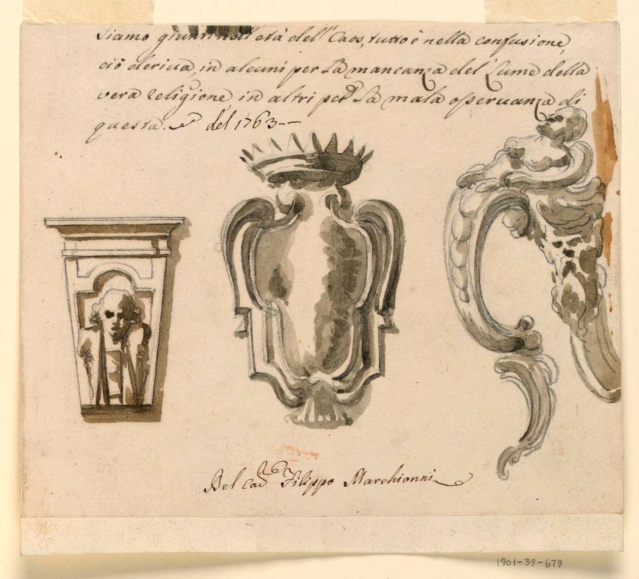 Design for a Console and Escutcheon, 1763 by Filippo Marchionni