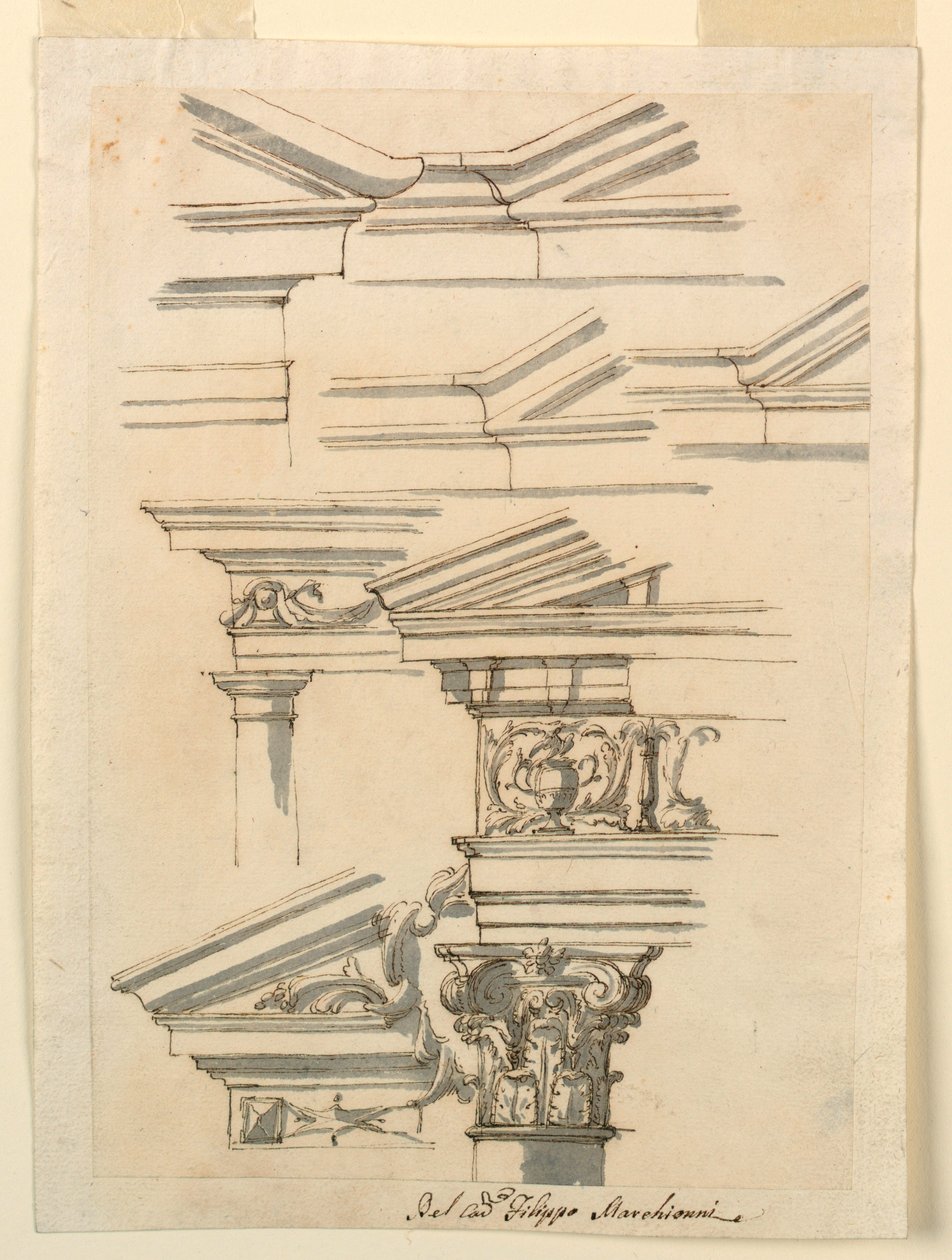Studies for Entablatures and Pediment, ca. 1770 by Filippo Marchionni