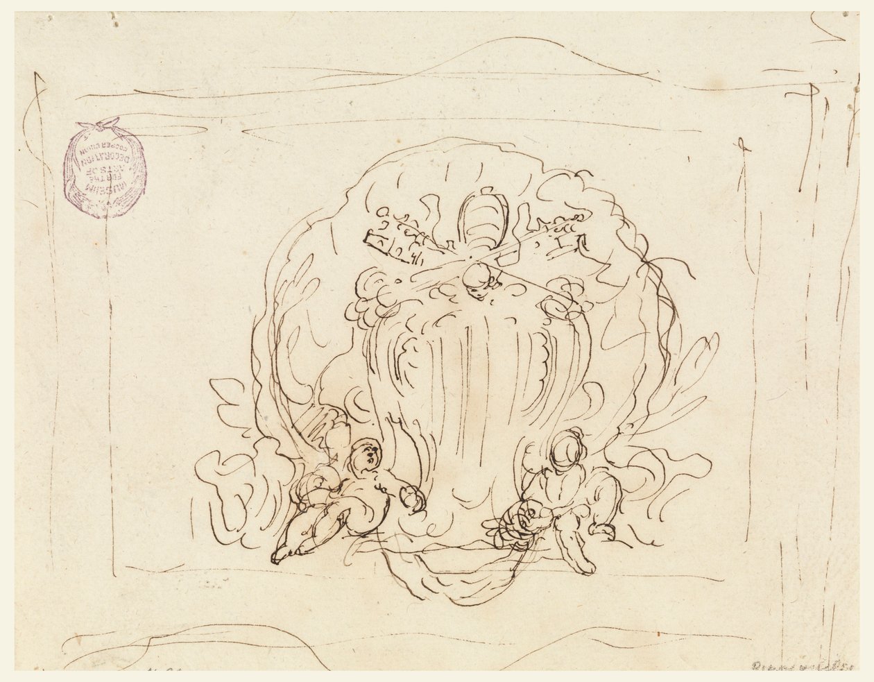 Tablet bearing the coat of arms of Pope Benedict XIV with shell as background, 1740–58 by Filippo Marchionni