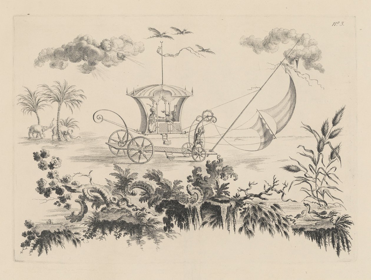 The Carriages Used on the Moon and Which Move by Sails by Filippo Morghen