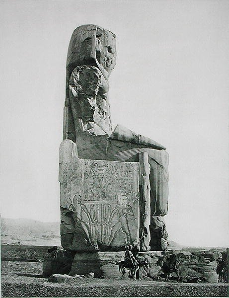 Colossal statue, Temple of Amenhotep III Thebes, published c.1900 by Fils Goupil