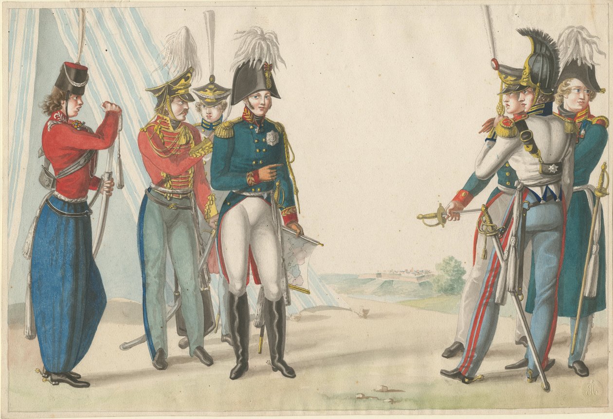Tsar Alexander I and Russian officers by Finert