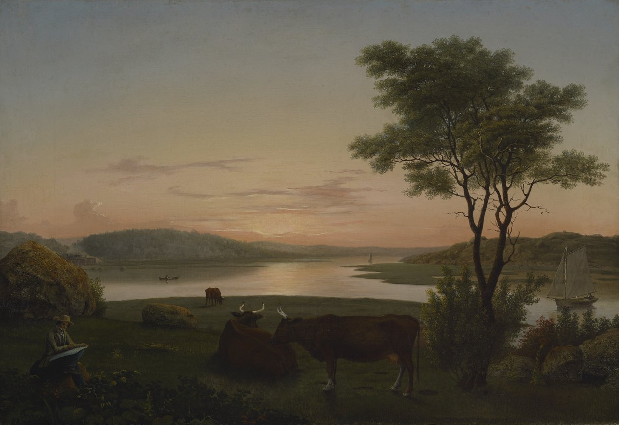 New England Inlet with Self-Portrait, 1848 by Fitz Henry Lane