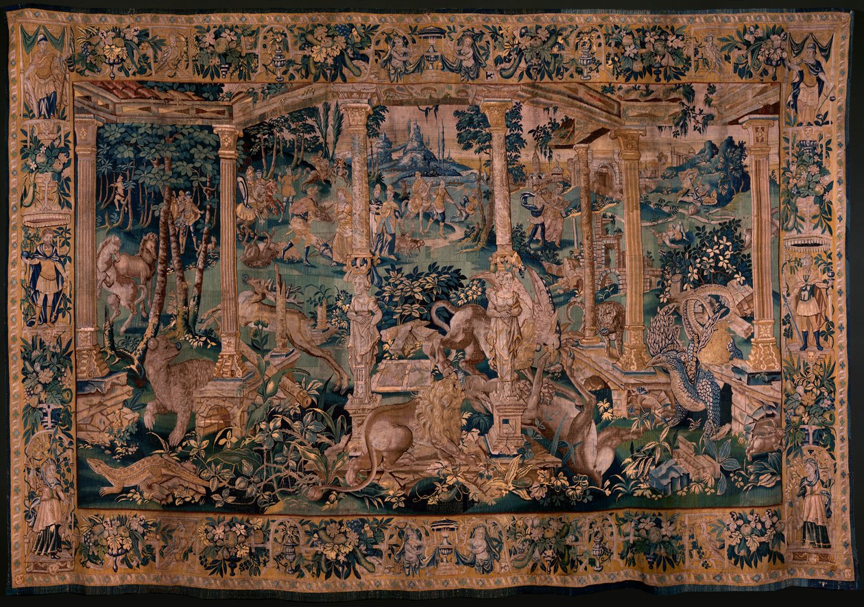 Flemish Tapestry. Landscape with Pergola and Large Animals. Version ...