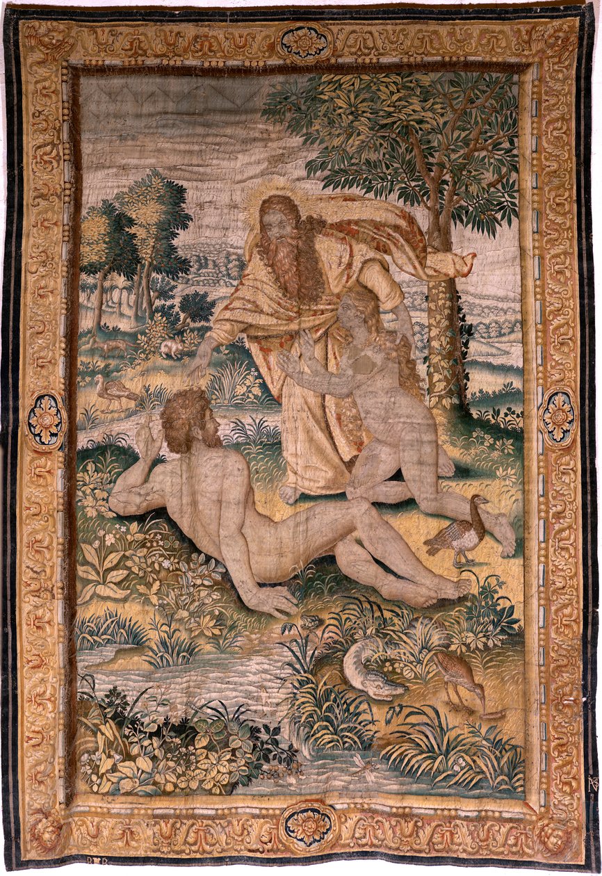 Series Genesis or The Creation Man. God creates Woman and introduces her to Adam. Ca 1630. by Flemish School