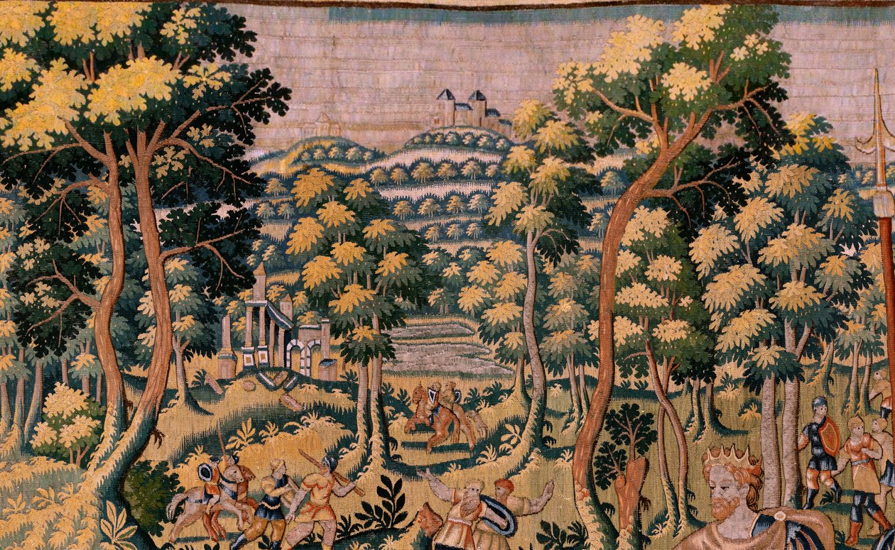 Flemish tapestry. Series Story of Cyrus. No II Astyages recognizes Cyrus. Anonymous, based on Michiel Coxcie. Atelier Antwerp. Ca 1590 by Flemish School