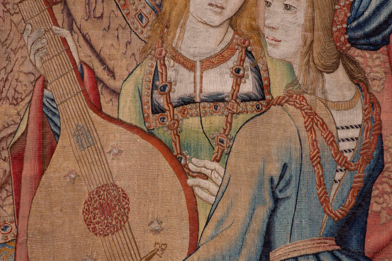 Flemish tapestry. Series The History of David and Bathsheba. The Prophet Nathan reprehends King David. Third panel of the series. Model Anonymous. Manufacture Unknown, Brussels. 1505 by Flemish School