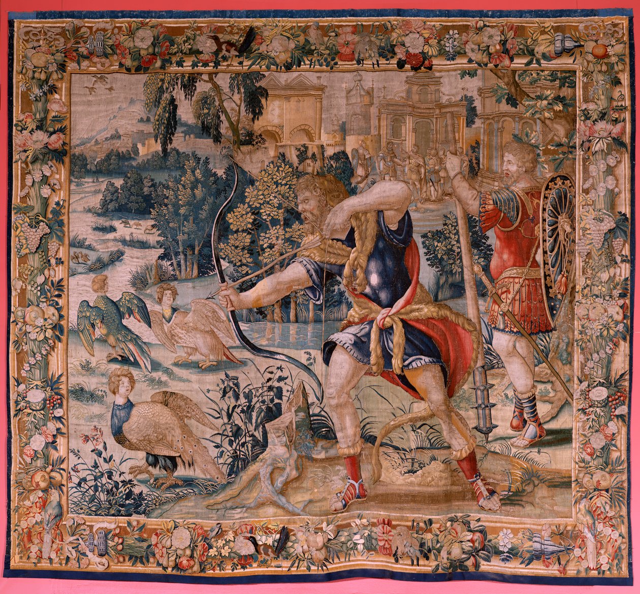 Series The Labours of Hercules. Hercules and the Stymphalian birds. First tapestry in the extant series. Ca 1528. by Flemish School