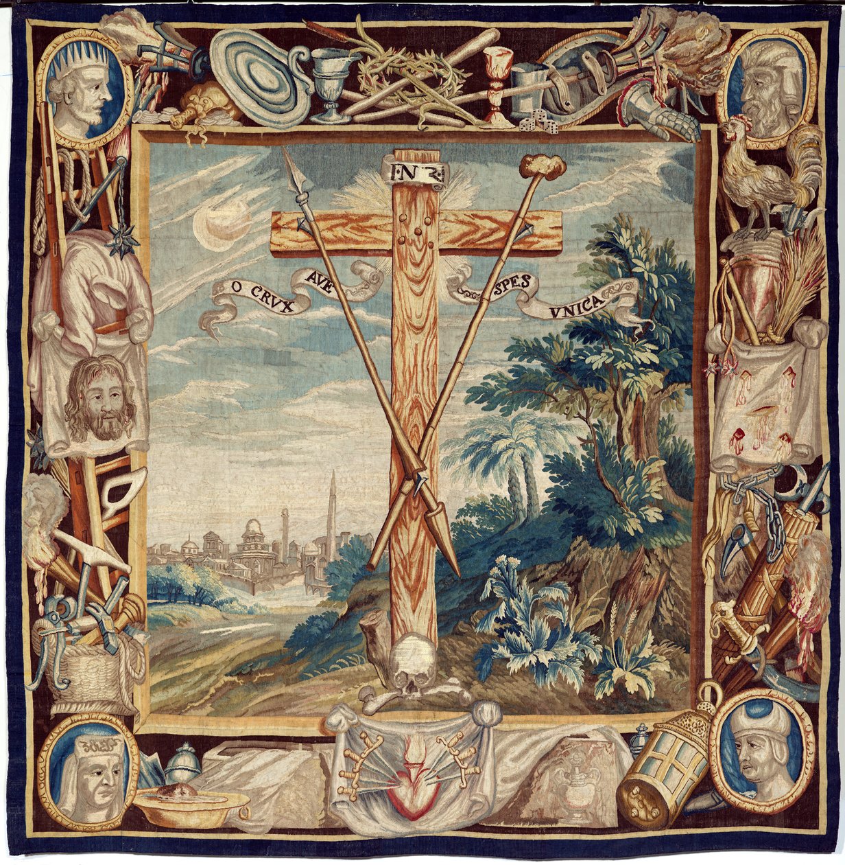 Flemish Tapestry. The Glorification of the Holy Cross. 17th Century. Property of the Church Sint-Walburgakerk Oudenaarde. by Flemish School