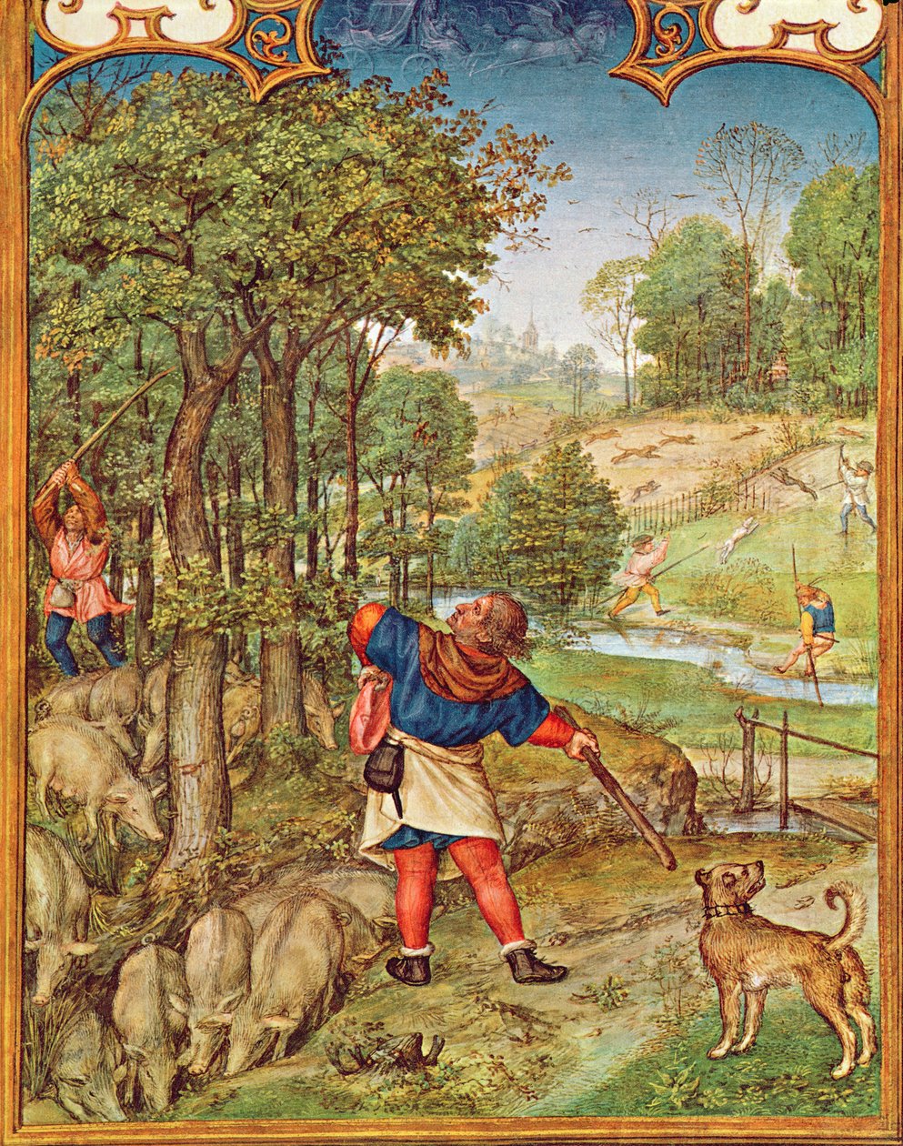 The Month of November: Harvesting Acorns for the Pigs and Hunting, from the Breviarium Grimani by Flemish School