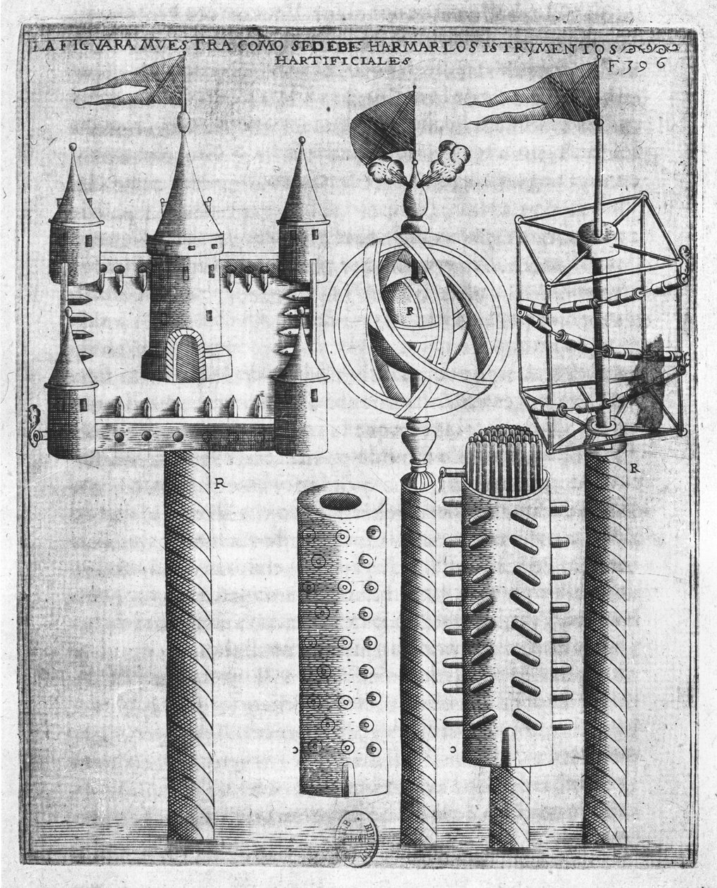 How to set fireworks, illustration from Tratado de Artilleria by Diego ...
