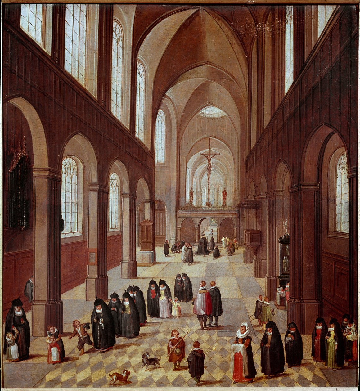 Internal view of the church by Flemish School
