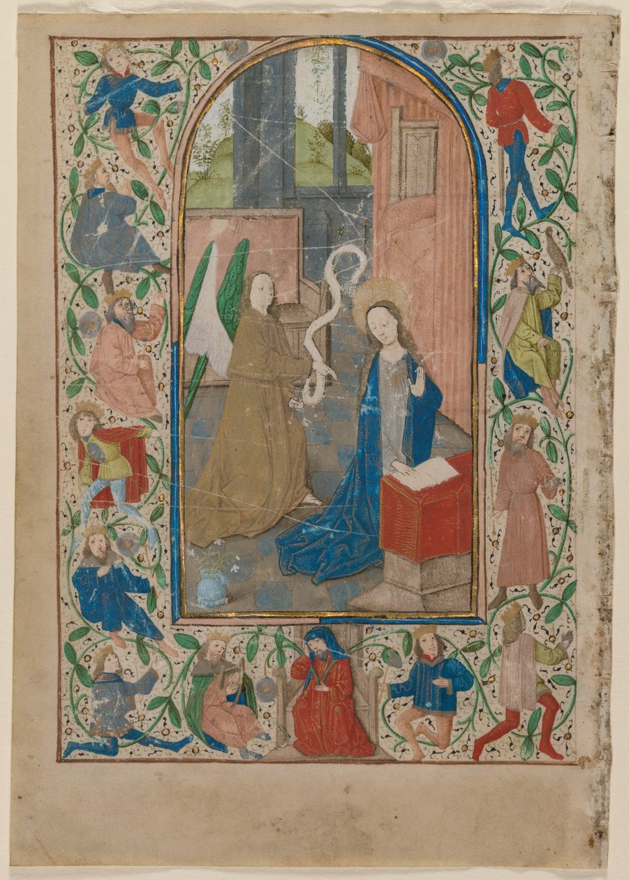 Leaf from a Book of Hours: The Annunciation by Flemish School
