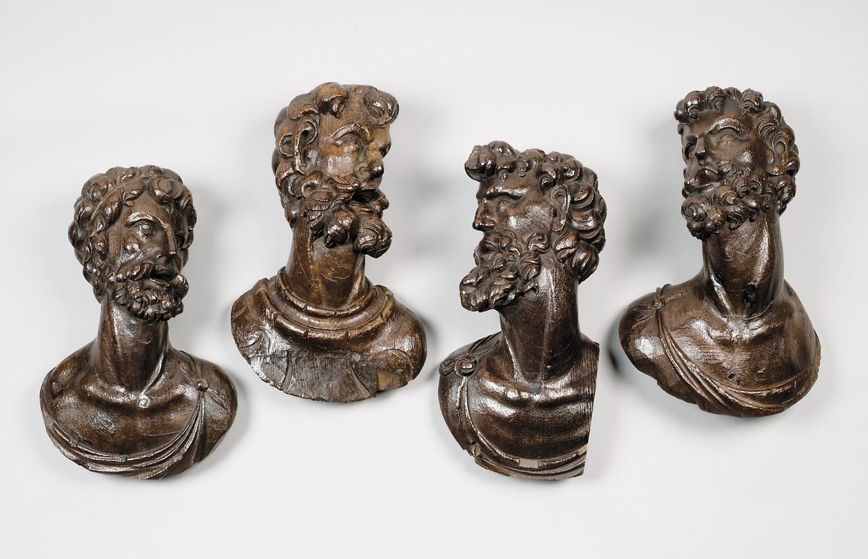 Set of Four Busts of Men, Possibly Prophets, Probably Antwerp, Mid 16th Century by Flemish School