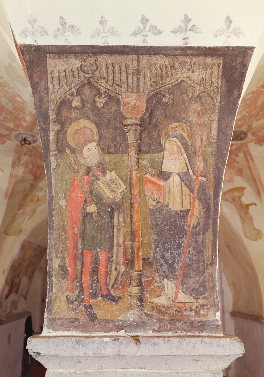 St. Bavo and St. Amalberga of Maubeuge, mural from the crypt by Flemish School