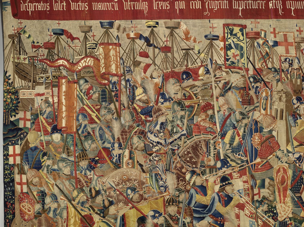 Tapestry Showing the Conquests of King Alfonso V of Portugal, Tournai (detail) by Flemish School