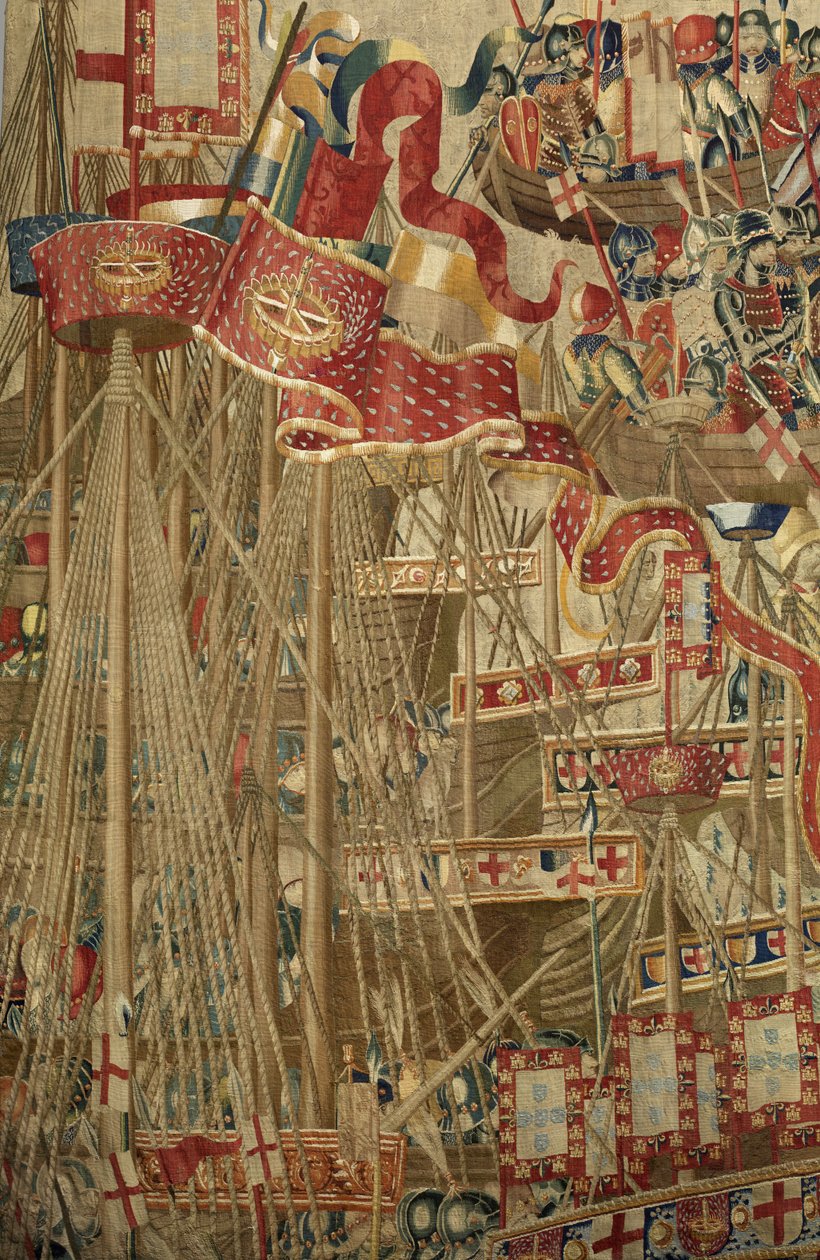 Tapestry showing the Conquests of King Alfonso V of Portugal, Tournai (detail) by Flemish School