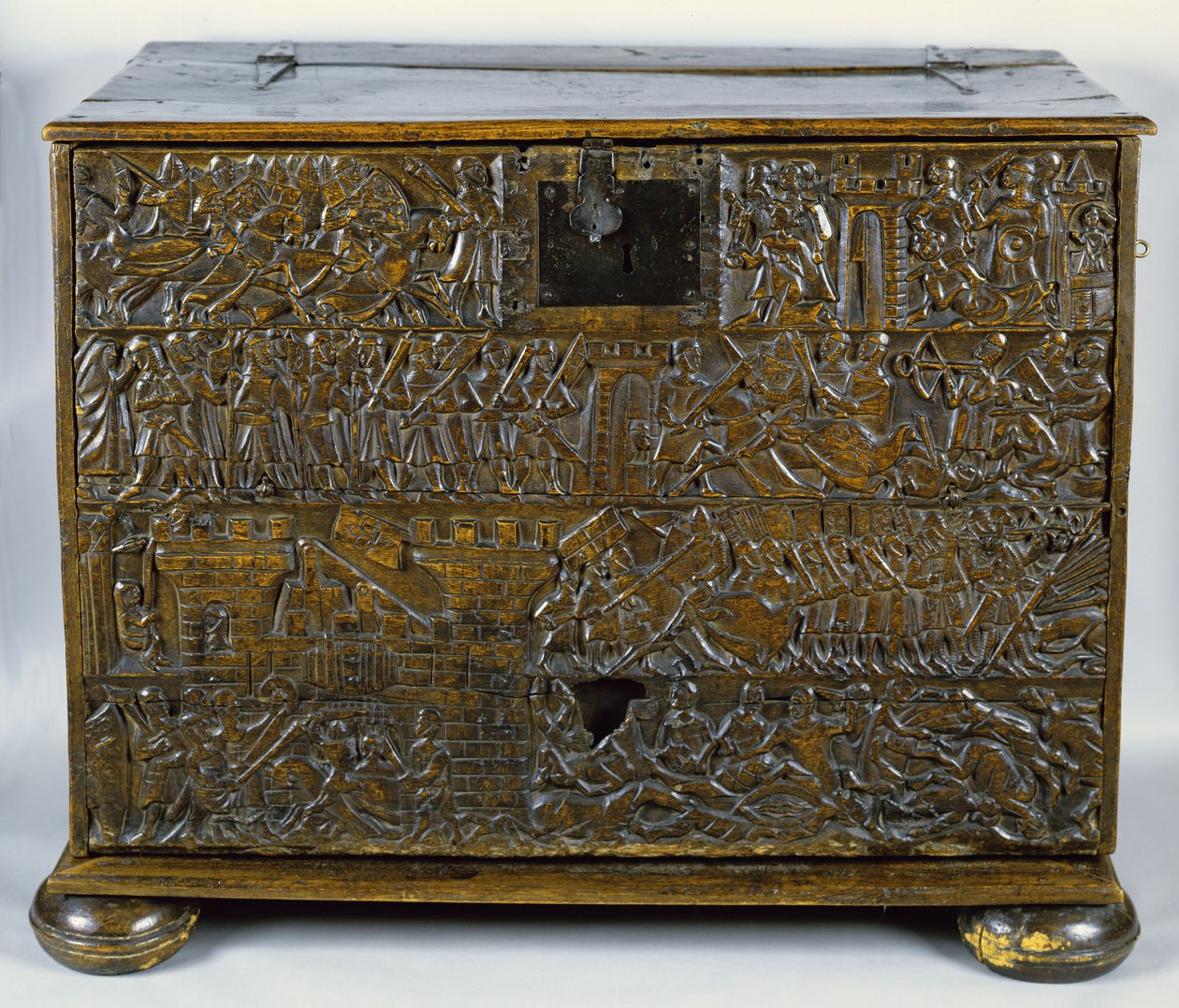 The Courtrai Chest Depicting Scenes from the Battle of the Golden Spurs Fought in Courtrai in 1302 by Flemish School