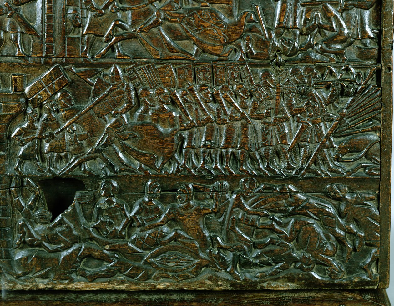 The Courtrai Chest Depicting the Flemish Line of Battle During the Battle of the Golden Spurs, Fought at Courtrai in 1302 (detail) by Flemish School
