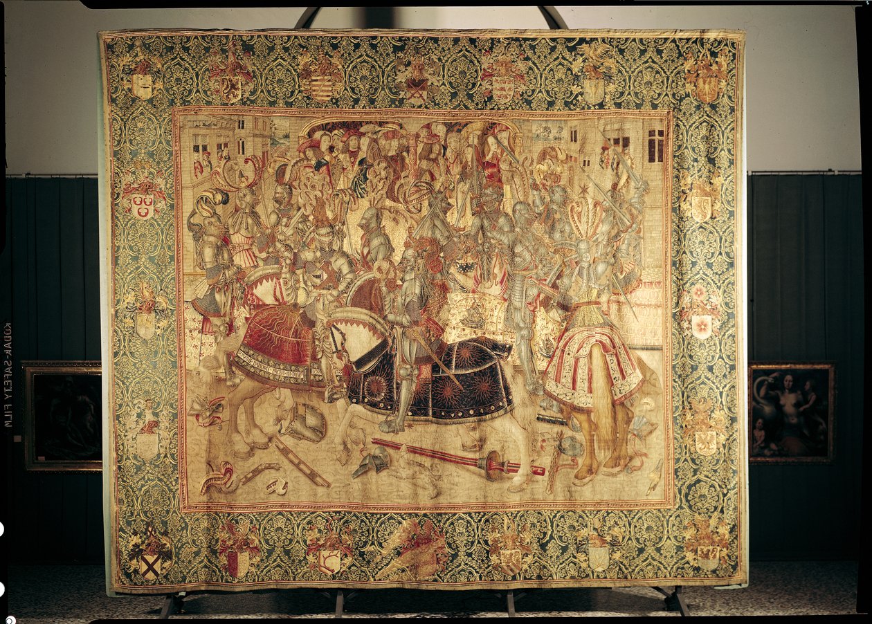 The Tournament, vertical loom tapestry from the Brussels workshop, c.1497 by Flemish School