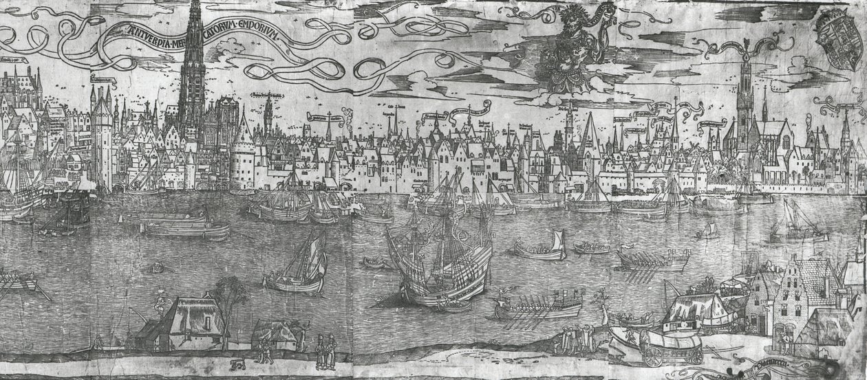 View of Antwerp Harbour, (detail), 1515-50 by Flemish School
